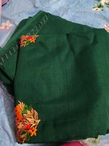 Elegant Green Embroidered Saree