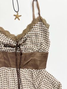 Vintage Gingham Lace Cami