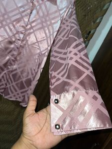 Satin Geometric Print Button-Up Shirt