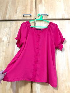 Vibrant Pink Button-Up Blouse