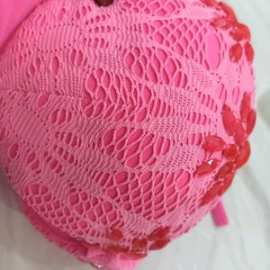 Pink Lace Bikini 🪔32,34.Top with Embellishments