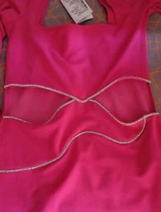 Chic Pink Feather Trim Bodycon Dress