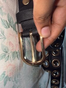 Branded Black belt with golden designs