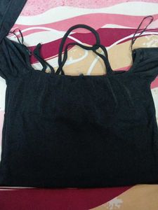 Black Ruched Halter Top