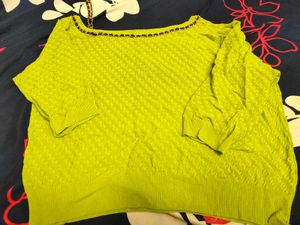 Lime Green fancy top - chain off shoulder Sleev