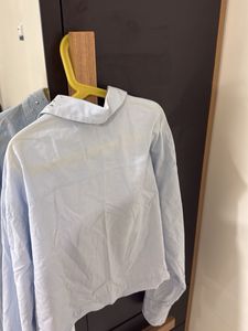 Blue Studded Crop Collar Shirt