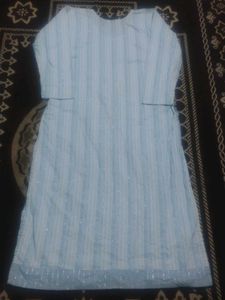 Light Blue Striped Kurta with Pants