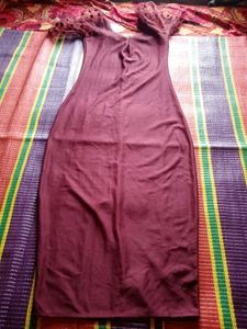 Maroon Blouse with Net Sleeves