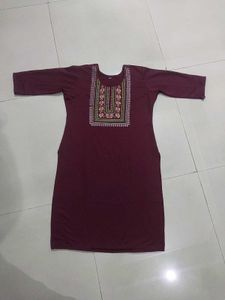 Embroidered woollen  Maroon Kurta set