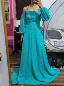 Teal Off-Shoulder Maxi Dress