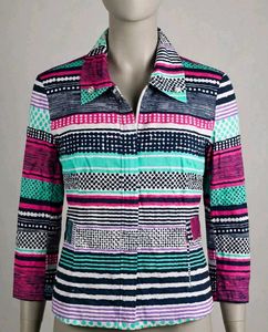 Colorful Striped Zip-Up Jacket