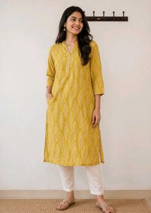 Zudio Yellow Cotton Kurta 💛