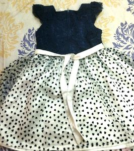 Navy-Blue and White Net Party Wear Frock