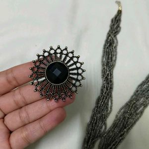 Boho Beaded Necklace and Ring Set