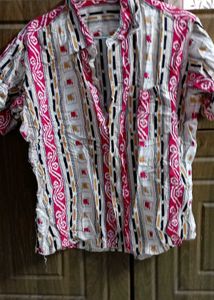 Men's Printed Button-Up Shirt funky like new
