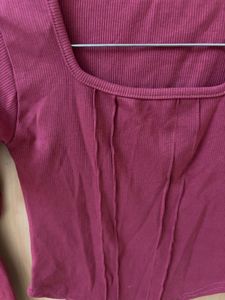 Maroon Ribbed Fitted Top 🤎