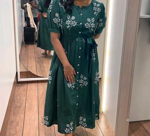 Elegant Green Embroidered Dress