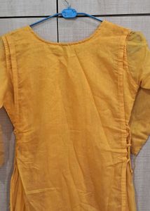 Mustard Yellow Designer A-Line Kurti Gown