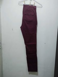 Marks And Spencer Crimson Maroon Long Pant Trouser