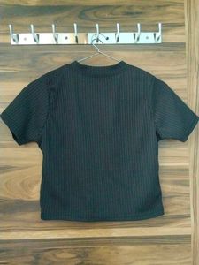 Ribbed Black Mock Neck Crop Top