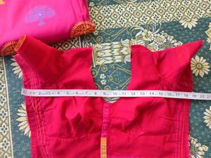 Pink Printed Saree with Blouse
