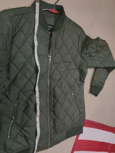 Olive Quilted Bomber Jacket