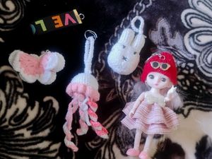 Handmade Crochet Charms & Doll Keychains Set