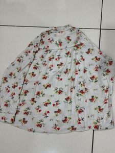 Floral Print Tie-Neck Top