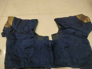 Elegant Navy Saree with Gold Stripes