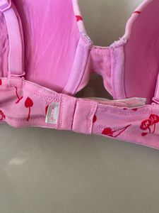 Pink Cherry Print Bra
