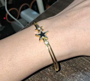 Gold Star & Crystal Bangle Bracelet