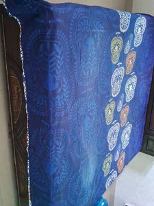 pure cottonBlue Paisley Queen Bed Sheet of 1