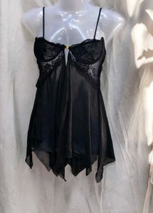 I. Lace Trim Babydoll Nightgown