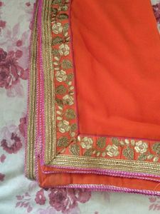 Elegant Blue &amp; Orange Lehenga Set