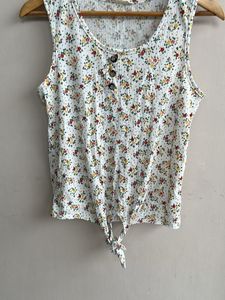 Cute Floral Tie-Front Tank Top