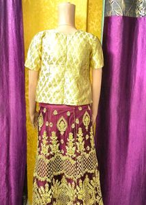 Baby Girls Bridal Elegant Brocade Lehenga Koti