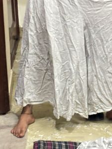 Elegant White Linen pant cum skirt