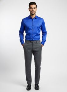 >>Royal Blue Satin Finish Casual Shirt for Men<<
