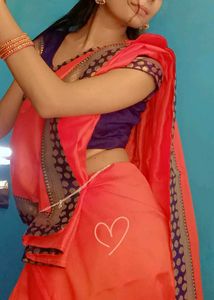 Vibrant Orange Saree with Embellished Border