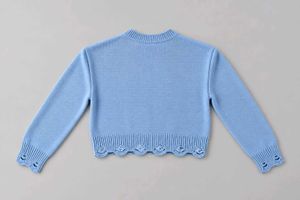 BABY BLUE YIN YANG DISTRESSED CROPPED SWEATER