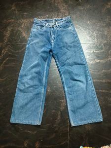 Women's Wide Leg Blue Denim Jeans