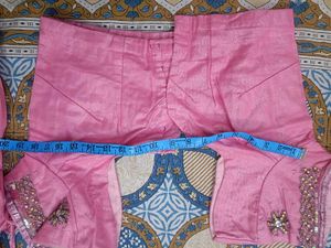Heavy Work Blouse &amp; Shimmer Peticot In Pink