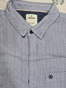 WROGN Men's Textured Blue Shirt
