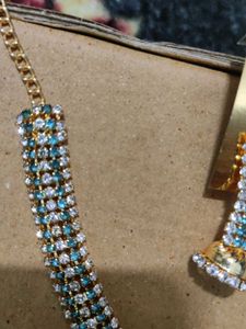 sky Blue and golden Necklace