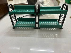 2 Tier Green Plastic Organizer Shelf (2pc)