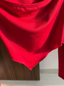 Square Neck Asymmetrical Hem Long Sleeves Top