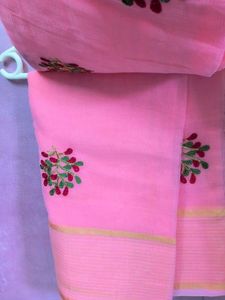 New Pink Embroidered Saree