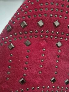 Rose velvet Sparkling Red Juttis for Women