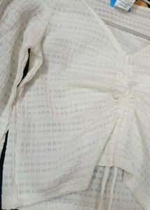 Vault White Ruched Crop Top