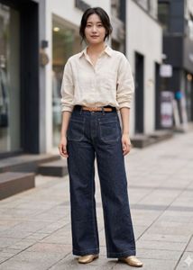Trendy Melbon Wide Leg Jeans with Front Patch Pock